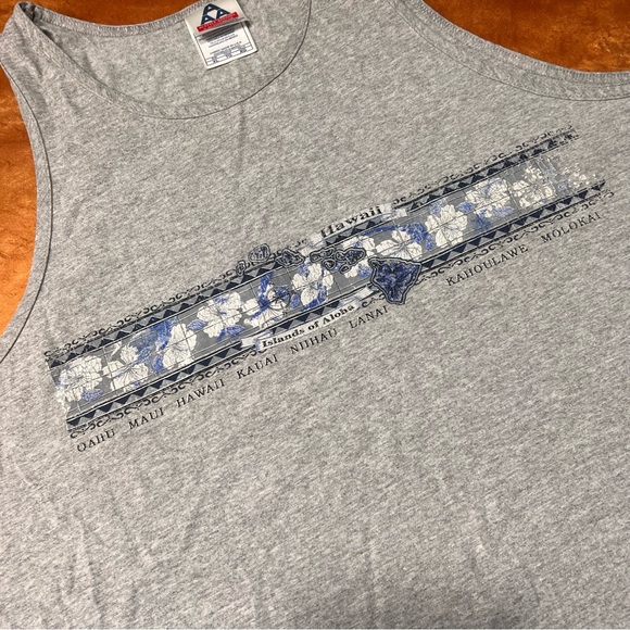 Vintage AAA Hawaiian Islands Graphic Muscle Tank gray blue size XL preshrunk - Picture 11 of 15